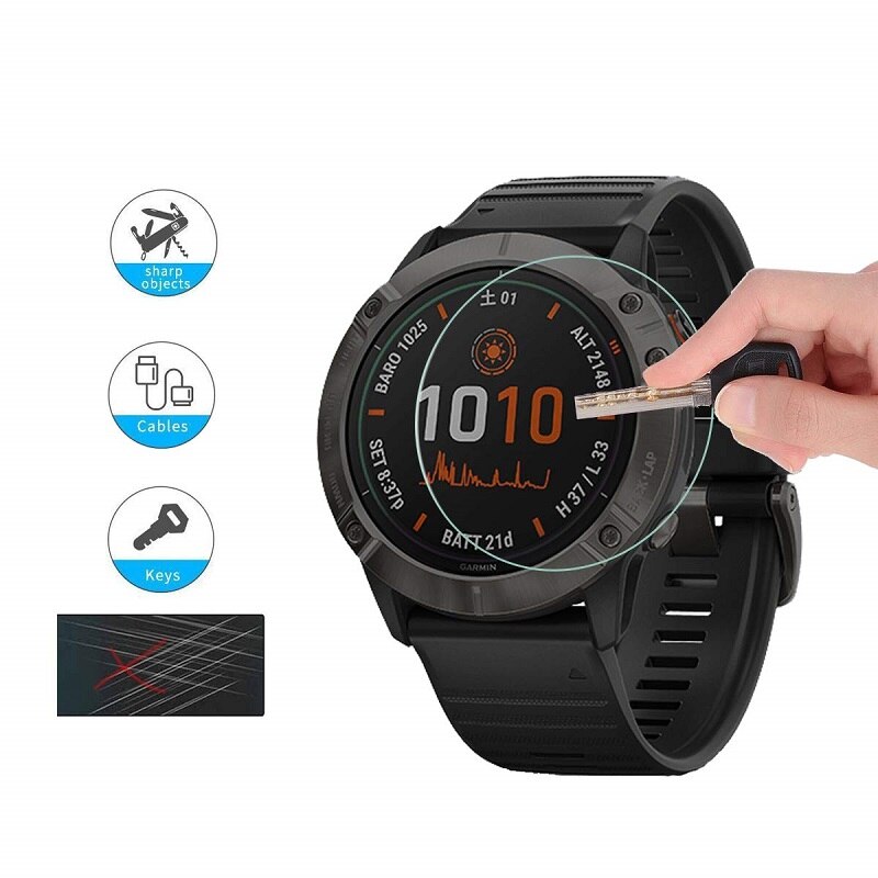 Vskey 10 stuks smartwatch-schermbeschermer voor garmin fenix 6 fenix 6s 6x antikras gehard glazen beschermfolie