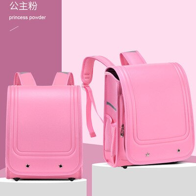 Japanese Randoseru Large Capacity Primary School Backpacks Children Waterproof Orthopedic Schoolbags for kid Girls Boys book bag: Pink