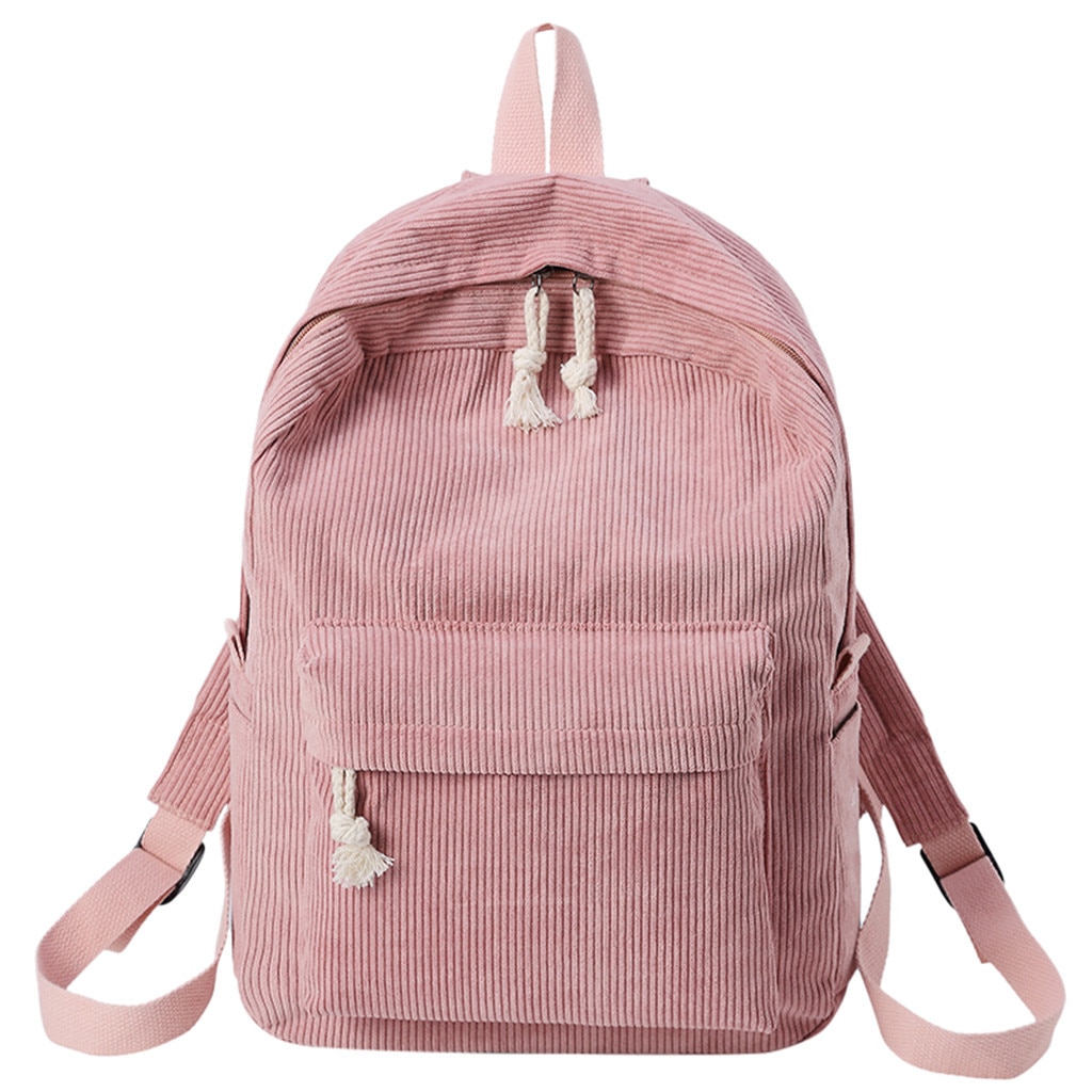 # H30 mochila escolar feminina, mochila veludo com zíper sólido, estilo coreano, para estudantes