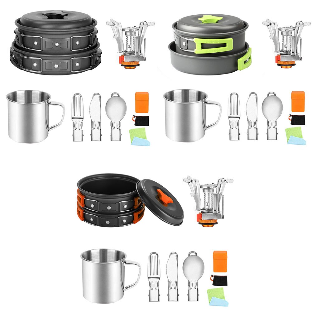 Camping Pot Draagbare Aluminium Camping Barbecue Kookgerei Outdoor Set Draagbare Camping Fornuizen Voor Picknick Trekking Wandelen