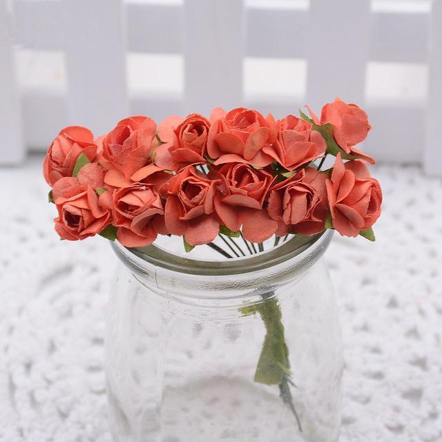 Nueva decoración flores 12 unids/lote 1,5 cm mini rosa de papel DIY scrapbooking floral accesorios de boda decoración de la: 5