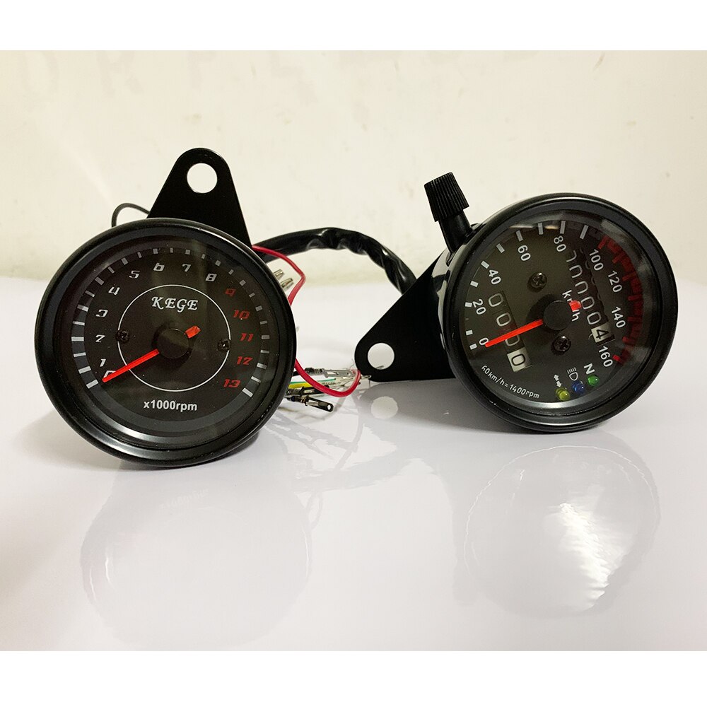 Motorcycle Odometer Black Shell With Bracket Modified Speed LED Electronic Tachometer Retro Table
