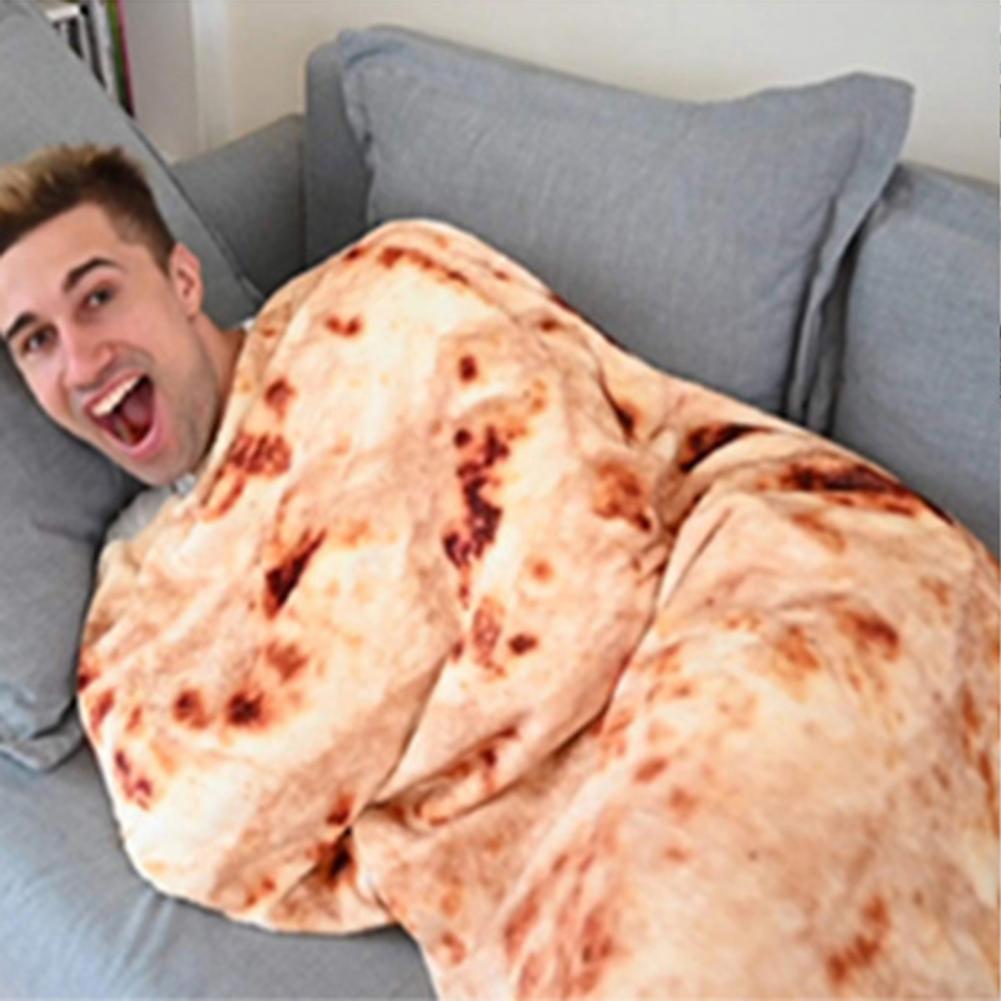 Couverture Burrito en flanelle douce jaune, imprimé Burrito, pour la maison, Textile
