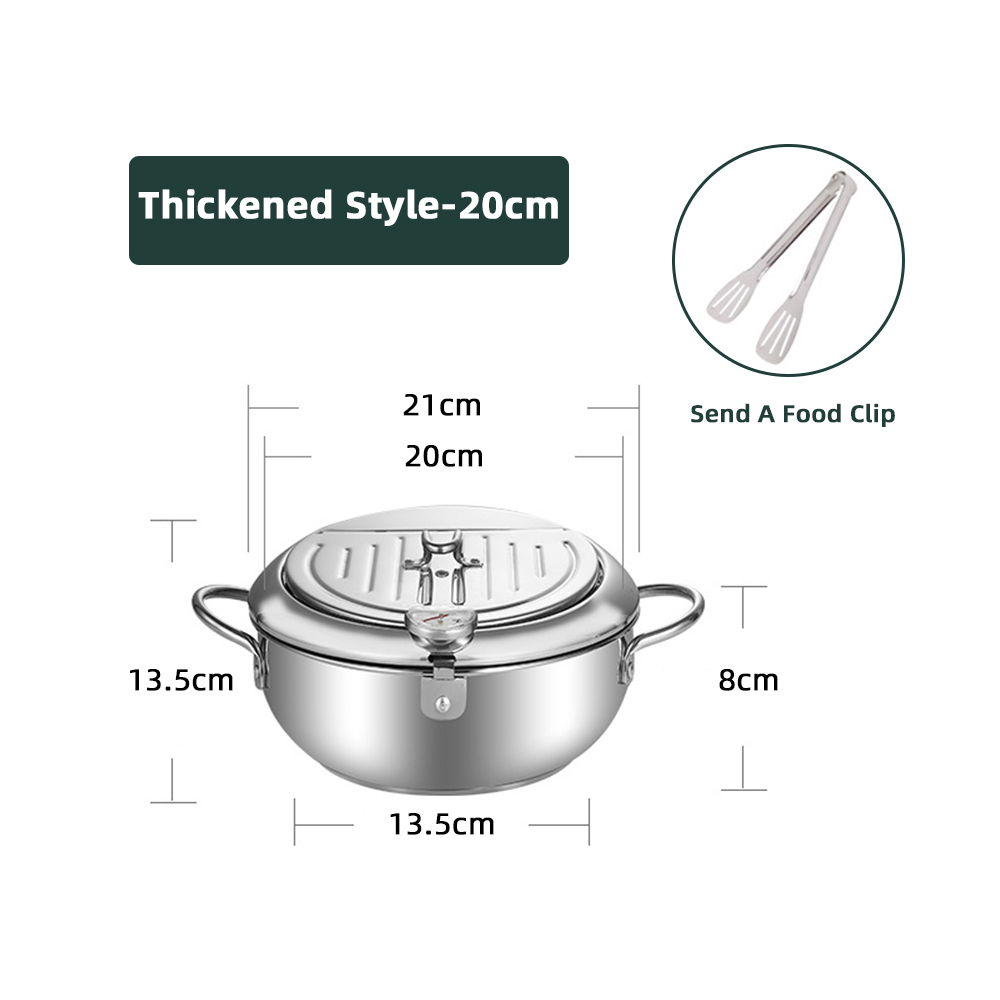Japanse frituurpan met een thermometer en een deksel Frituurpan 304 roestvrijstalen keuken Tempura olie koekenpan Friteuse: Bordeaux