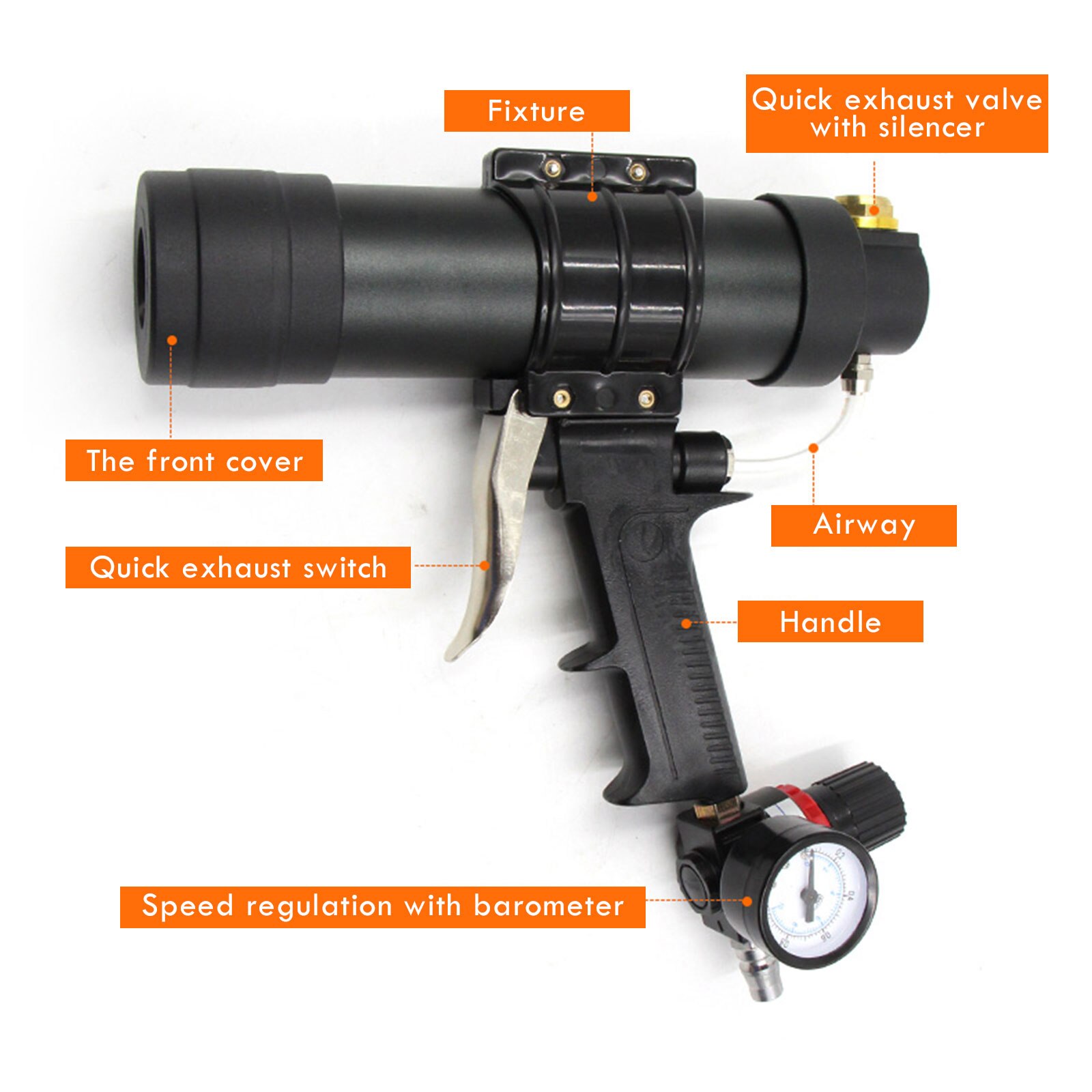 310ml Sealant Glass Glue Spray Gun Pneumatic Gun Caulk Nozzle Applicator Kit Finishing Tool Reusable Sprayer Caulking Tools Set