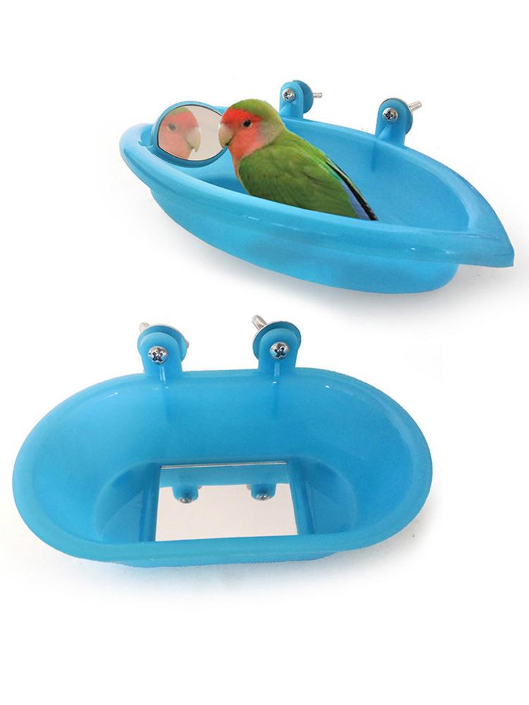 Juguete de espejo Baño de aves con bañera de espejo juguete de espejo fijable para baño de peonías y pájaros Budgerigar
