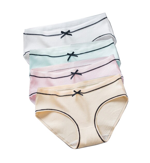 Conjunto de ropa interior de algodón para mujer, bragas de cintura media sólidas, lencería acogedora, calzoncillos tentadores, ropa interior femenina: M / NA196