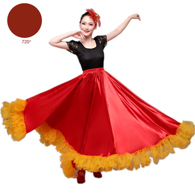 Flamenco Röcke Spanisch Kleid für Frauen tanzen Kostümich Zigeuner schwingen Felsen Chor Bühne Leistung Spanien Stierkampf Bigdance: Farbe2 720