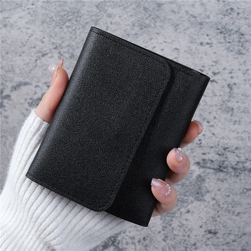 Cute PU Leather Short Wallet for Women Small Hasp Girl Credit Card Holder for Coin Purse Female Wallet Short Purse for Women: Blue