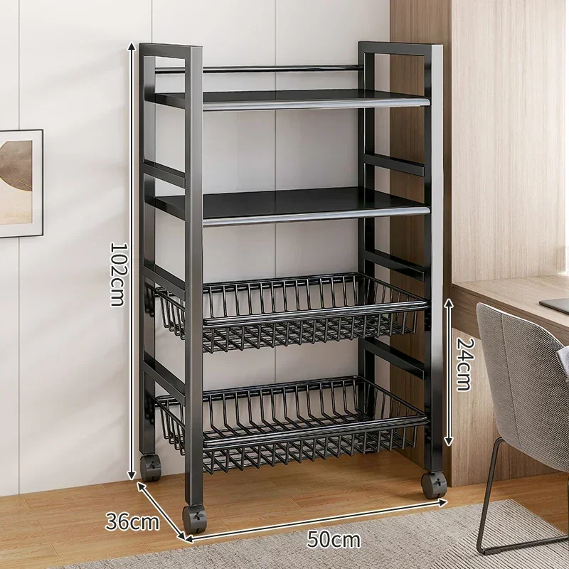 Carro de cesta de verduras para cocina, estante de almacenamiento multifuncional, carrito rodante móvil para fruta, horno microondas, organizador de cocina: Café ligero