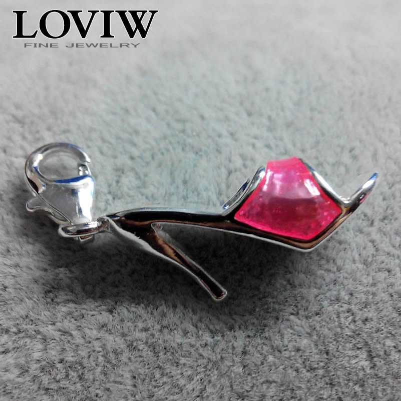 Roze Peeptoe charm hanger driedimensionale met karabijn Zilveren Pompen charms fit Vrouwen thomas stijl handgemaakte Armbanden