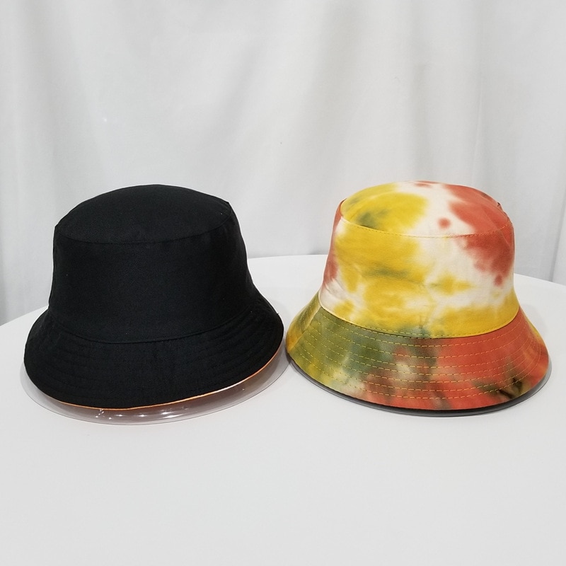 Unisex sommar vändbara svart vit regnbåge färg tryckta fiskare kepsar hink hattar gorro pescador män kvinnor