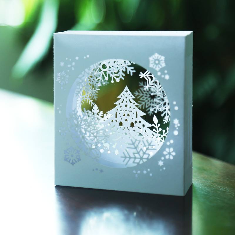 Handgemaakte Merry Christmas Wenskaart 3D Pop Up Boom Box Snowflake Wenskaarten Craft Uitnodiging