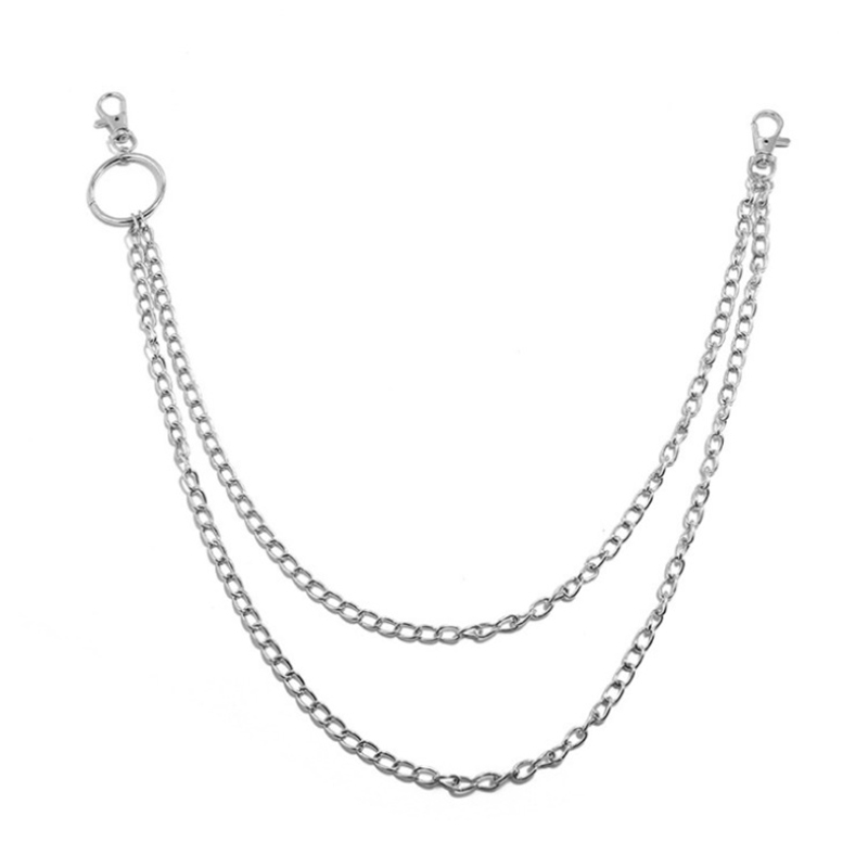 1/2/3 Laag Lange Metalen Riem Ketting Rock Punk Haak Broek Broek Taille Link Metalen Portemonnee Keten sleutelhanger Ring Clip Sleutelhanger HipHop: Black