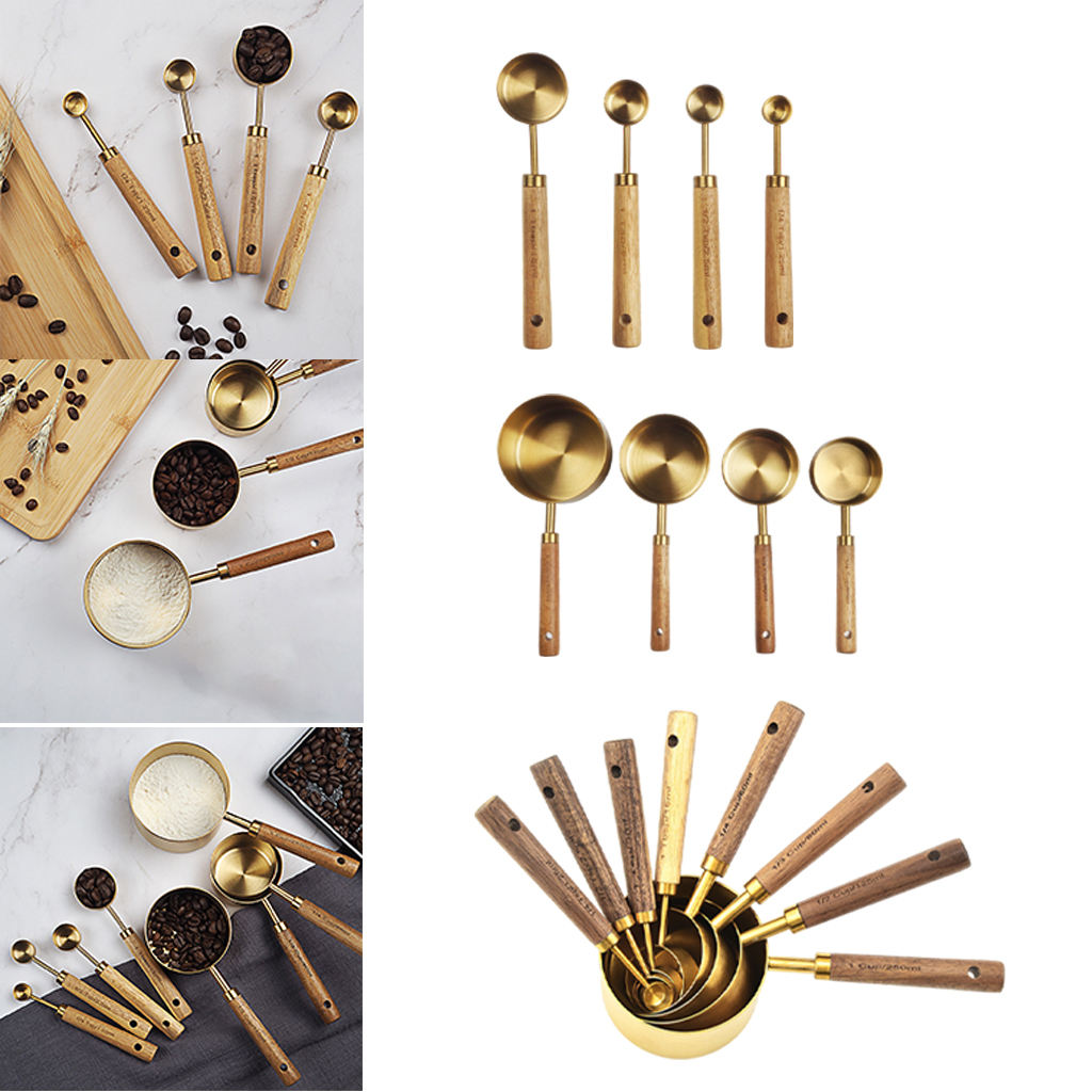 Maatbekers Lepels Set Rvs Gold Metal Keuken Meten Set Voor Cafe