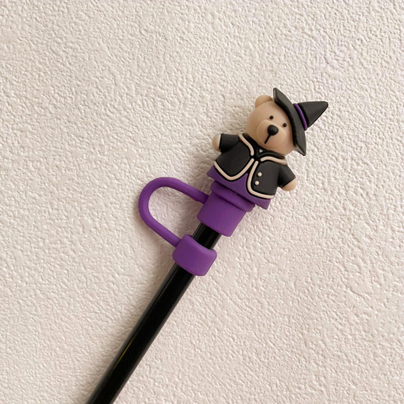 Hallowmas Pumpkin Straw Cover Cap Suitable For Starbucks 7-8mm Sippy Tumbler Cup Silicone Straw Covers Reusable Dust Stopper: DARK GRAY