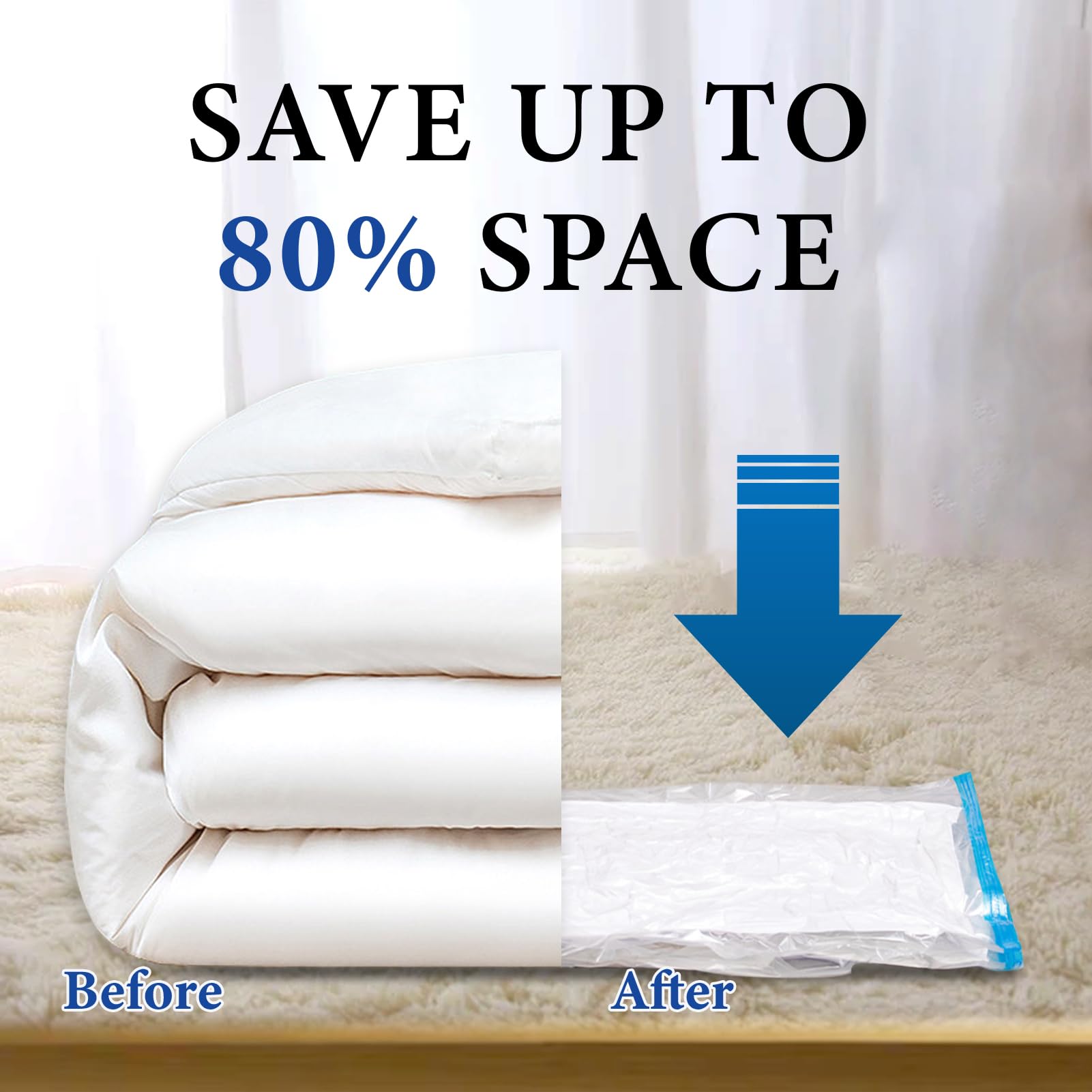 5-pack vacuümopbergzakken, ruimtebesparende zakken compressie voor dekbedden en dekens, sealer kleding reisverpakking organisator