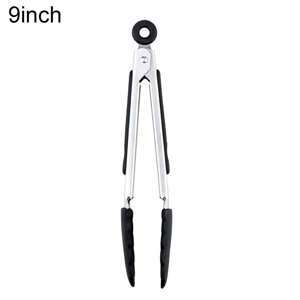 Silicone BBQ Grilling Tong Barbecue Clip Salad Bread Serving Tong Non-Stick Barbecue Grilling Cooking Tong with Joint Lock Food: Black M