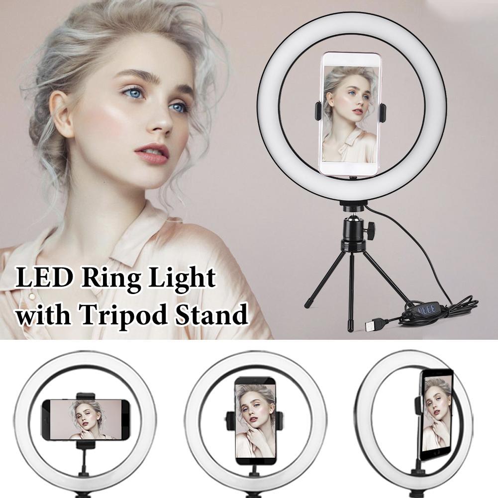 26cm Ring Licht Dimmbare LED Studio Kamera Foto Telefon Video Licht Lampe Mit Stative Selfie Stick Ring Tabelle Füllen licht für VK