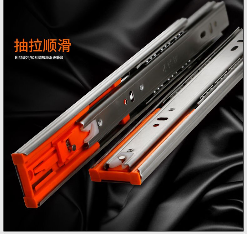 2PCS6" - 20" Stainless Steel Drawer Slides Soft Close Drawer Track Rail Sliding Three-Section Cabinet Slides Furniture Hardware