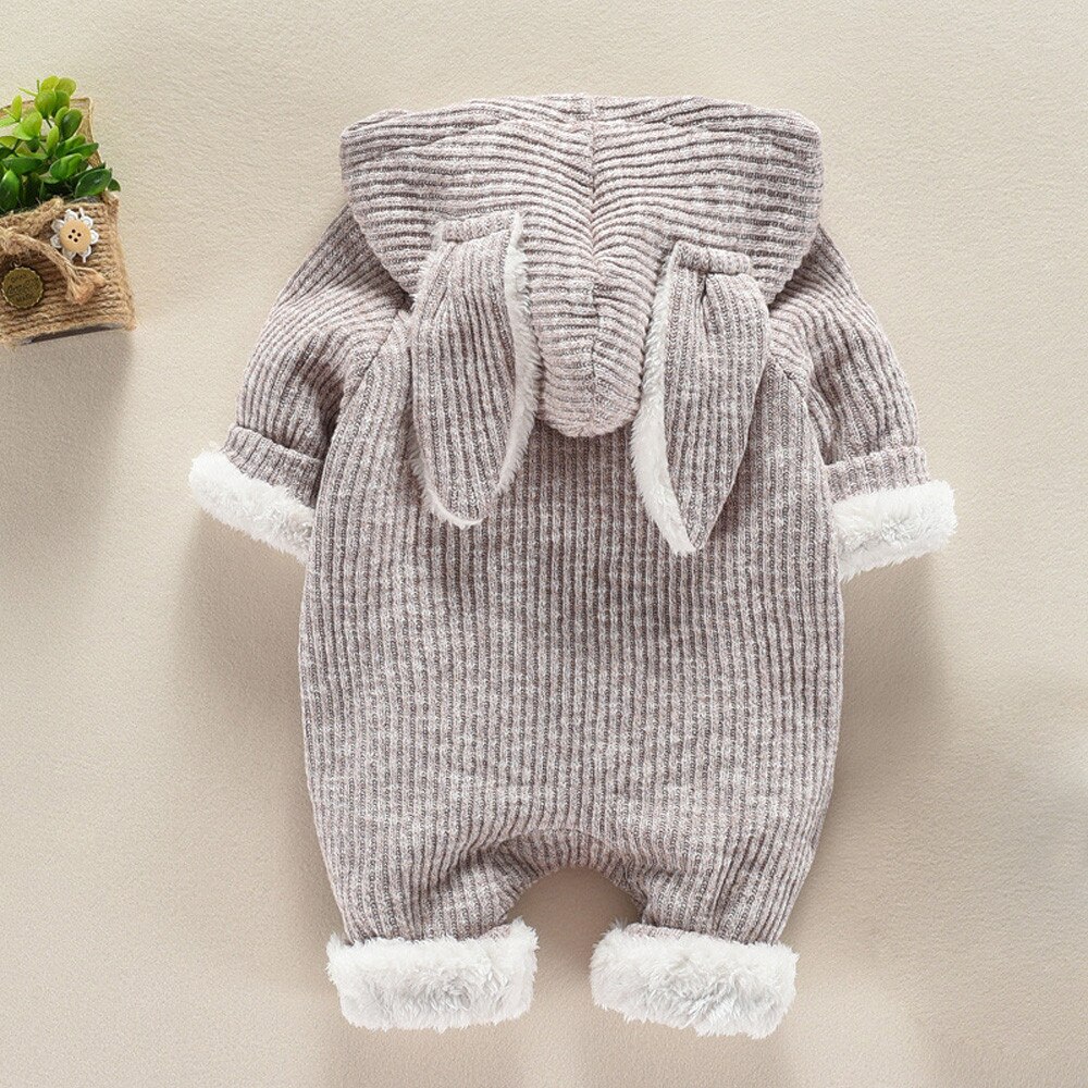 4 # Pasgeboren Baby Jumpsuit Winter 6M-24M Pasgeboren Baby Baby Boy Meisje Cartoon Hooded 3d Oor romper Jumpsuit Kleding Ropa Niña