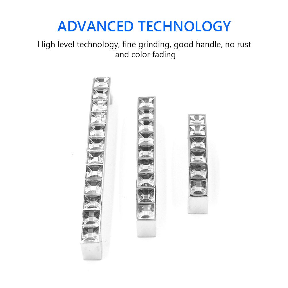 Crystal Glass Knobs Cabinet Handles Silver Crystal Cupboard Pulls Drawer Wardrobe Knob Furniture Pull Handle Kitchen Hardware