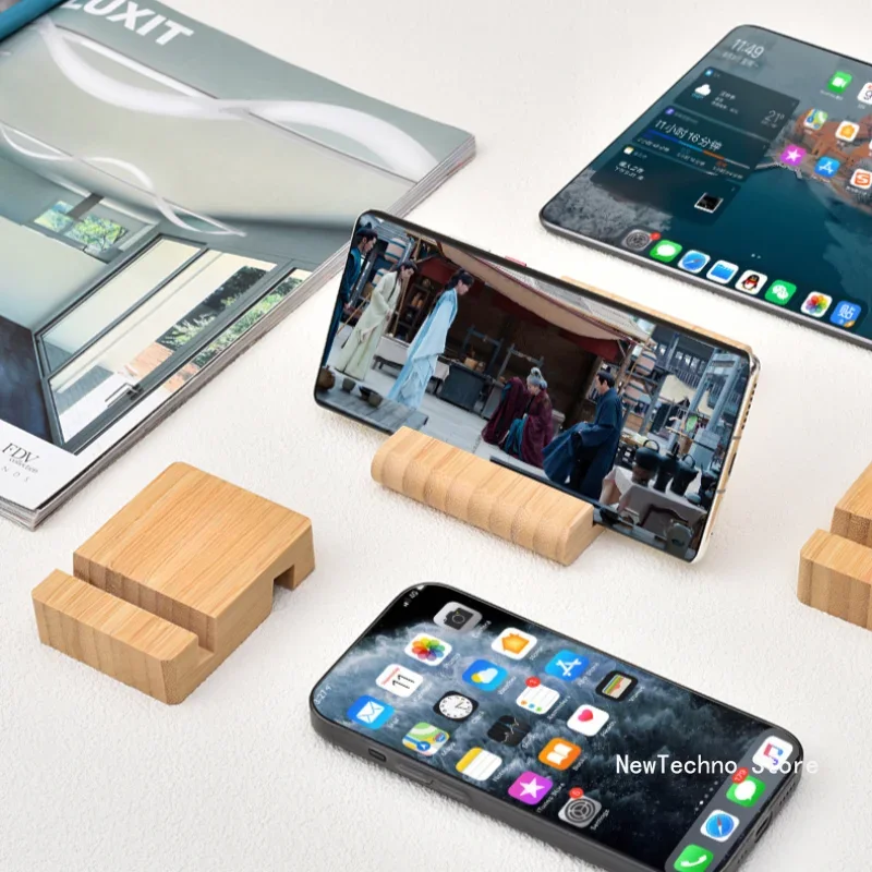 Estantes universales de madera maciza para teléfono móvil, soporte de escritorio Simple para teléfono móvil, tableta, PC, lector electrónico, soporte portátil para teléfono móvil