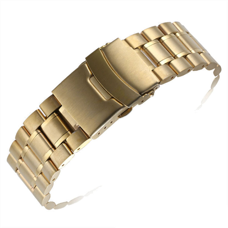 5 rækker urrem 18mm 20mm 22mm 24mm erstatningsurrem i rustfrit stål dobbeltlås spændebånd armbåndsbæltearmbånd