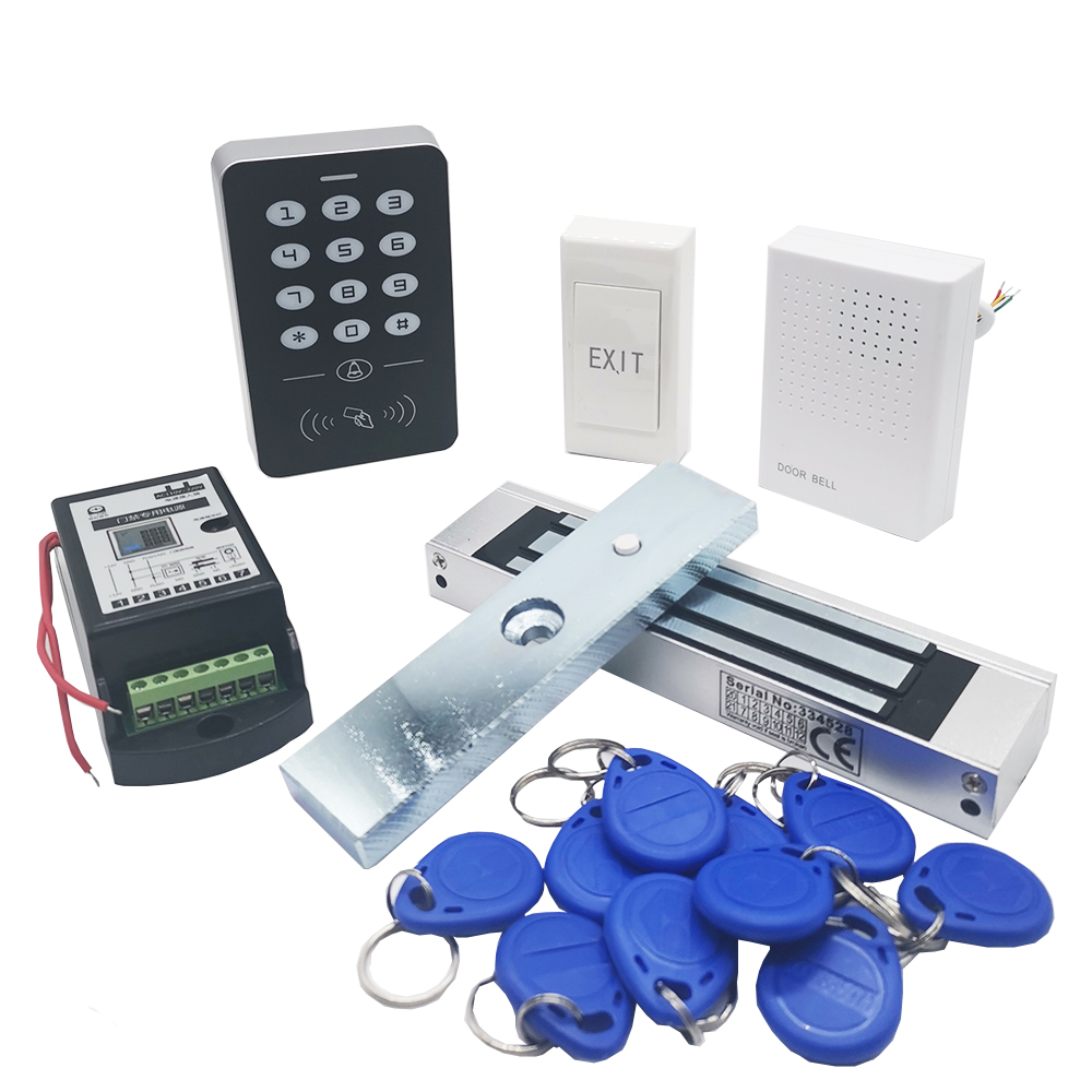 Full Rfid 125khz Door Access Control System Card Access Controller Electric Magnetic Lock &amp; Power Supply