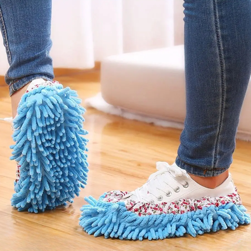 Chinelos de limpeza de poeira de chão sapatos sem desbotamento de cor conveniente conjunto de chinelos de chão acessórios domésticos produtos de limpeza pano