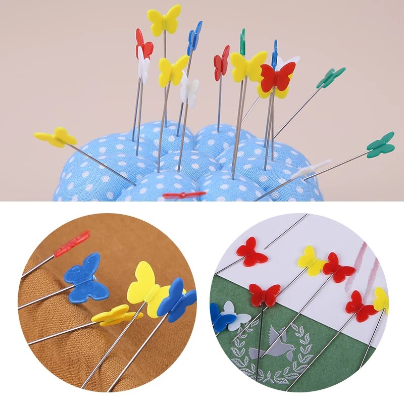 50PCS/box Stainless Steel Color Button Needle Pins Head Flat-head Sewing Pins DIY Clothing Fabric Dressmaking Sewing Supplies