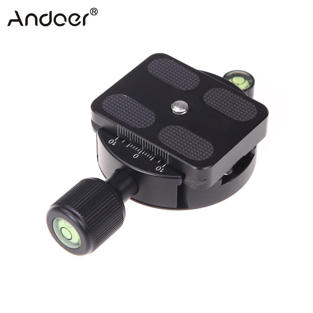 Andoer DM-55 Metal QR Quick Release Plate Clamp with Gradienter for 55mm Ball Head Arca Swiss RRS Wimberley