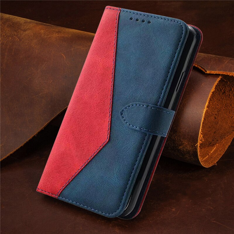 Voor Oppo Realme C35 Flip Case Retro Leather Card Shell Voor Realme C35 RMX3511 Case Wallet Cover Funda Shockproof: Red Blue