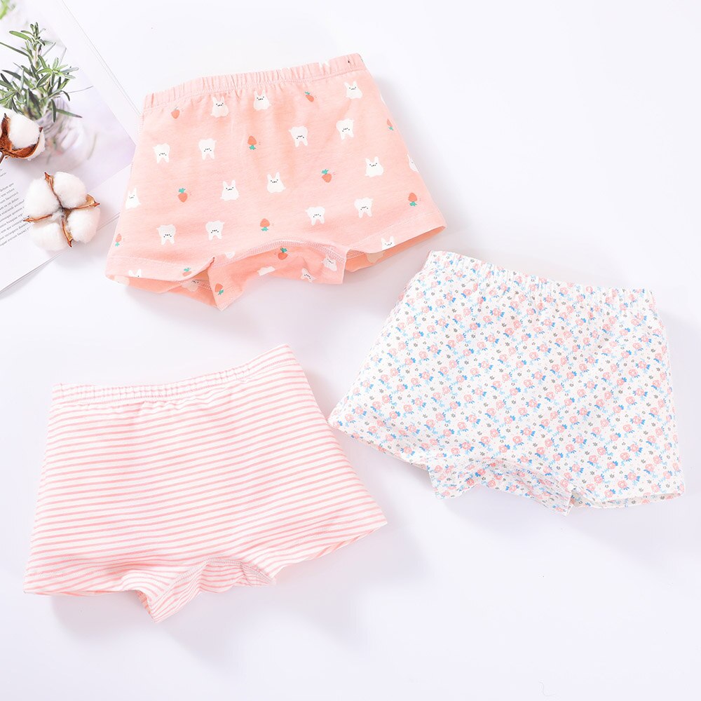 3 unids/lote Niñas Ropa interior ropa interior de algodón de dibujos animados de los niños lindos ropa interior infantil niños cortos escritos 2-6T