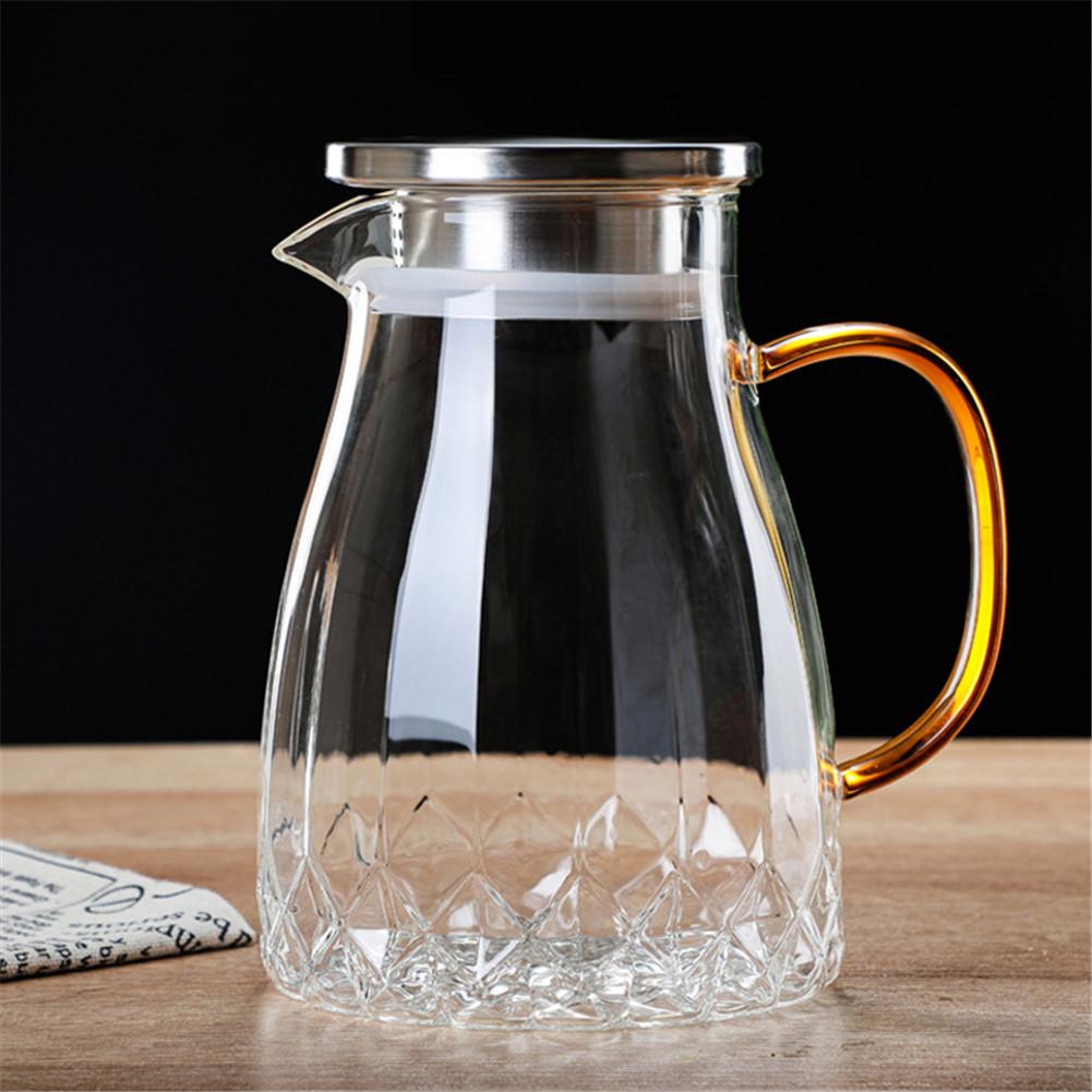 1000ml vattenkanna glasvattenkanna hem vattenkokare tekanna glasvattenkanna med handtag för kokande kall drinkglasglaskanna
