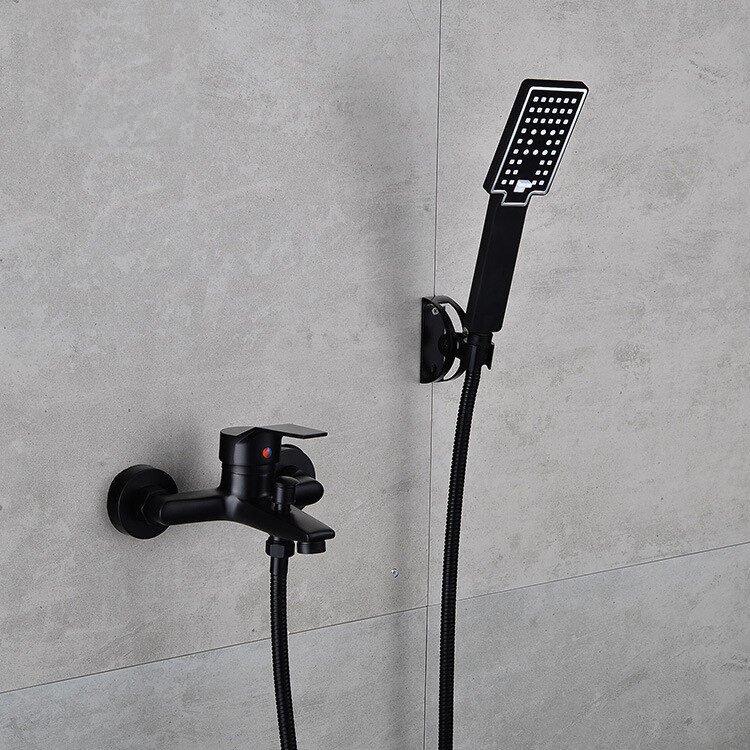 black Wall mounted bathtub faucet waterfall brass chrome finish bath shower mixer Bath Faucet Tap With Hand Shower Head Set