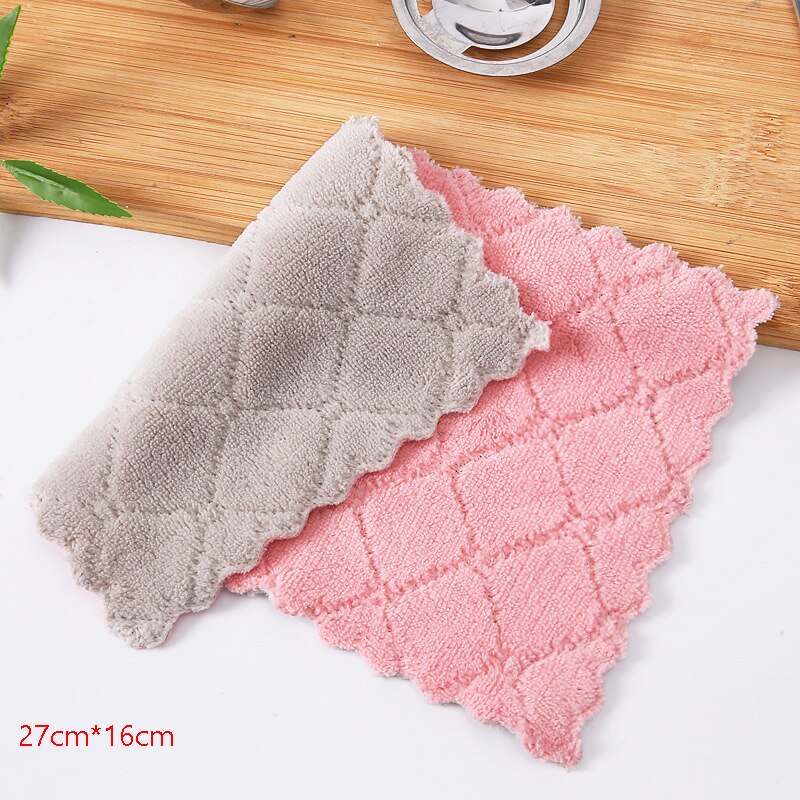 Microfiber Cleaning Cloth Super Absorbent Household Dish Towels Kitchen Oil And Dust Clean Wipe Non-Stick 5/10pcsOil Rags: Pink  coffee / 10pcs