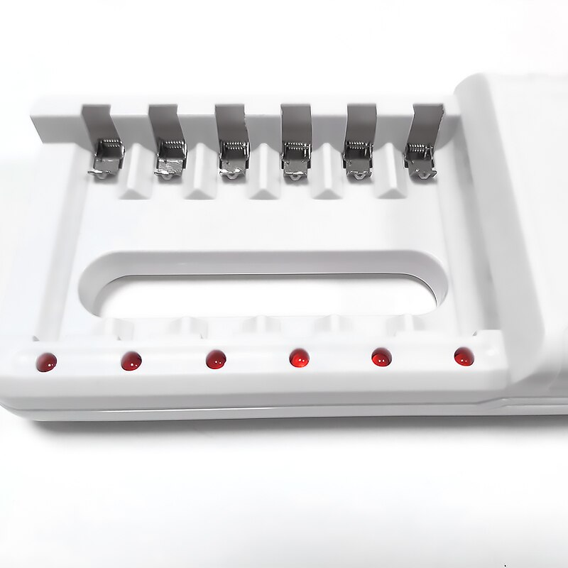 PUJIMAX-Adaptador de cargador de batería con 6 ranuras, indicador LED rápido inteligente, Cargador USB para pilas recargables AA/AAA Ni-MH/ni-cd