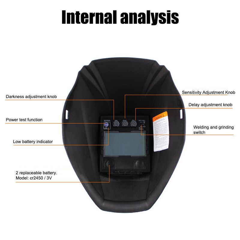 Solar Automatic Dimming Welding Face Cover Protective Face Shield Large Window