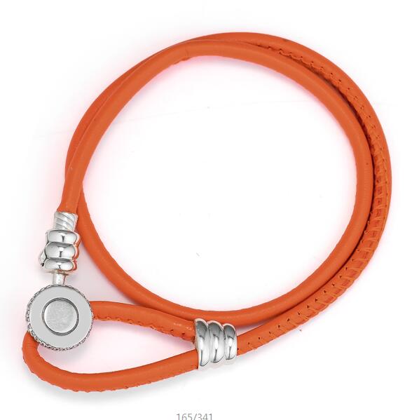 Momenti Bracciali In Pelle A Doppia Per La Donna Originale FAI DA TE Beads & Pendenti E Ciondoli Sterling Silver Gioelleria Raffinata E Alla Moda Bracciali: Arancione / 35cm