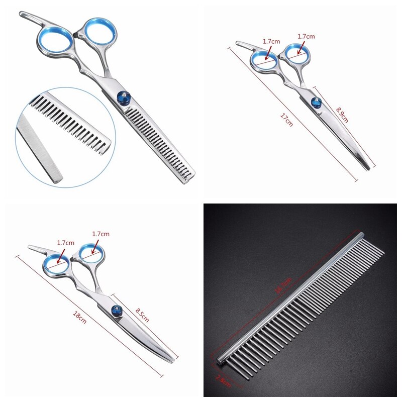 5Pcs Rvs Honden Grooming Schaar Kat Haar Dunner Shear Scherpe Rand Schaar Voor Honden Dier Kapper Snijden tool