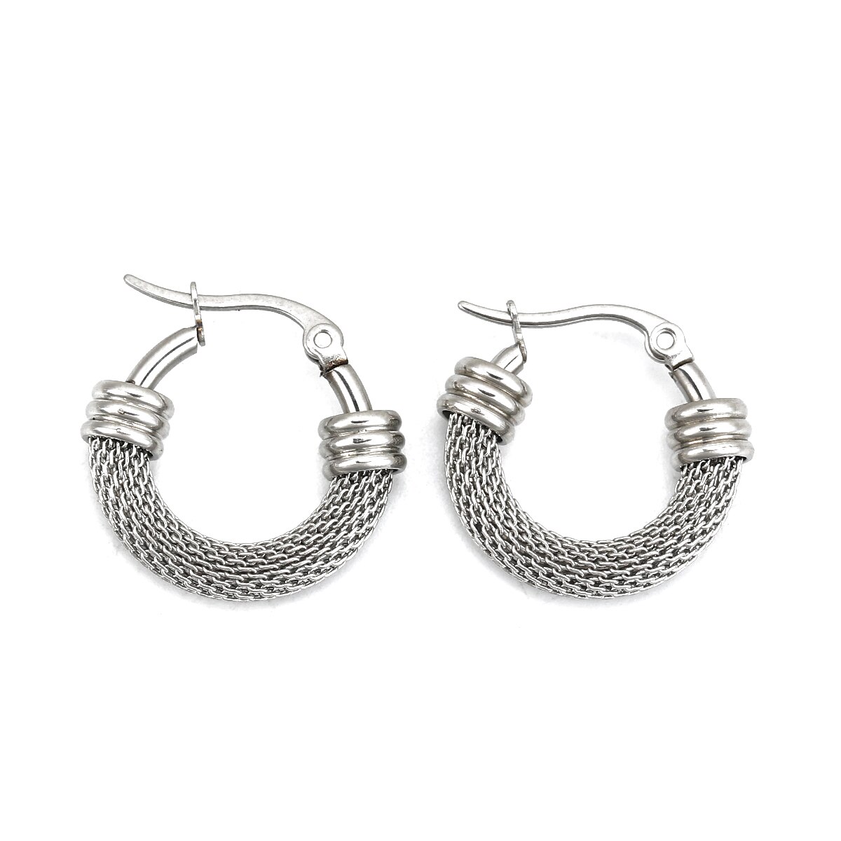 Doreen Box 304 Edelstahl Hoop Ohrringe Silber Farbe Runde Ohrringe Schmuck Post/Draht Größe: (18 gauge), 1 Paar: 2.2x2.2cm