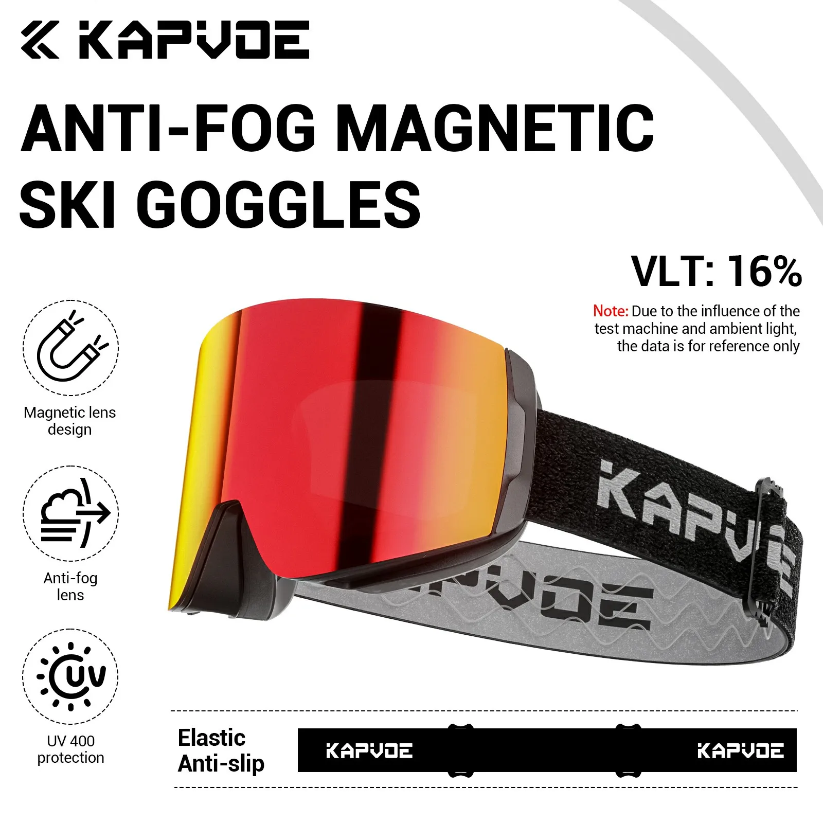 KAPVOE Photochromic Outdoor Sport Ski Snowboard Goggle Men UV400 Protection Women Glasses Magnetic Attraction Skiing Goggles: Brown