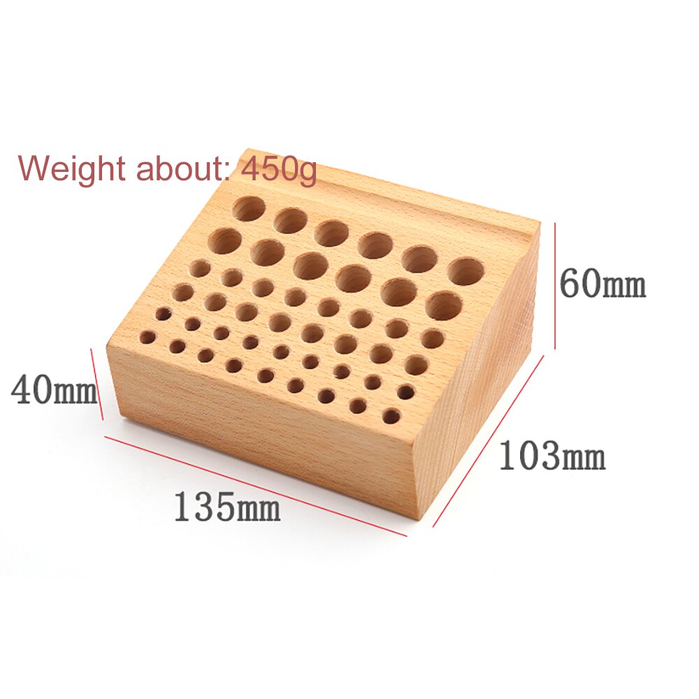 46 Holes Pine Wooden Leathercraft Rack Stand DIY Tamping Punching Tools Holder Organizer Storing Leather Tool Storage Box