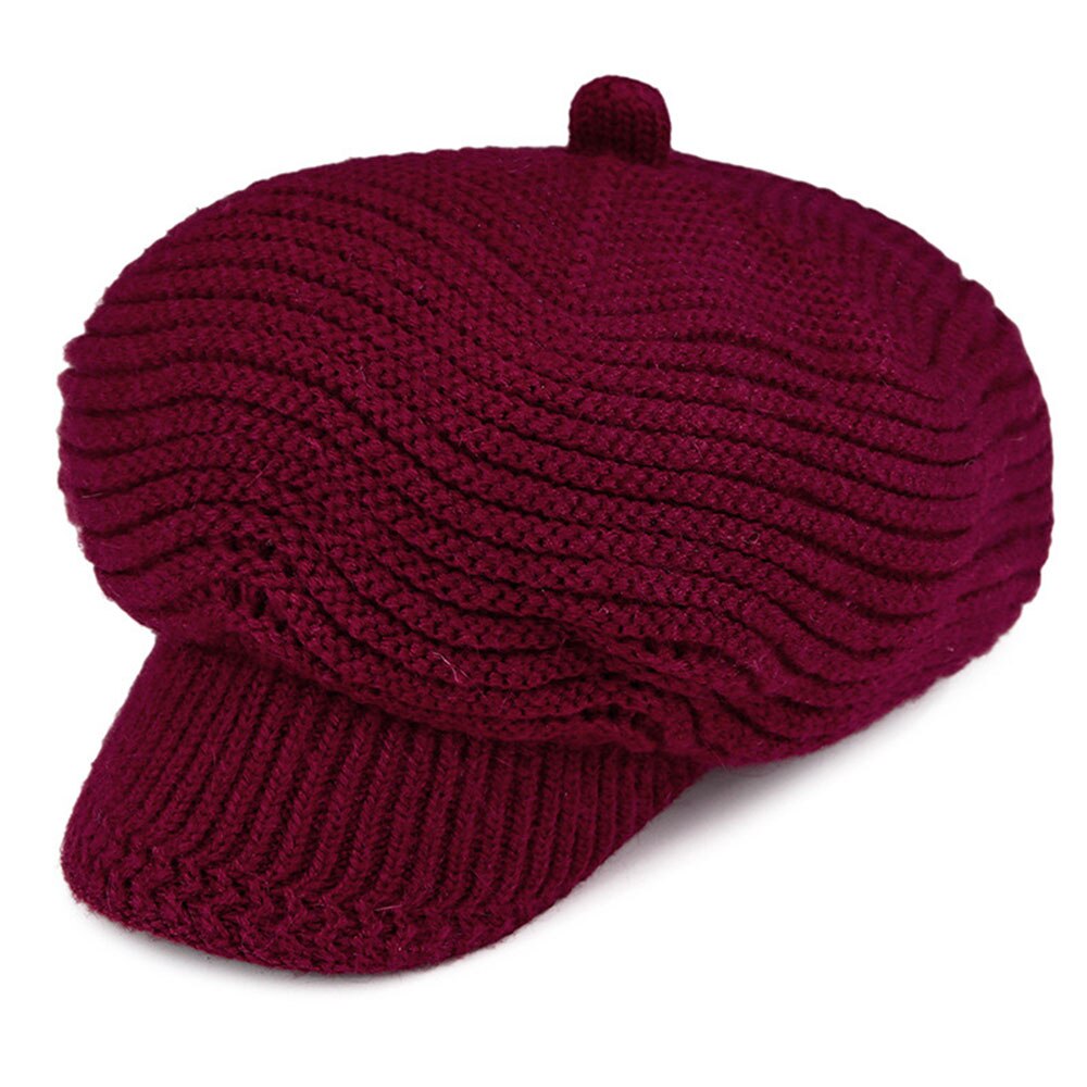 Hüte für Frauen Frühling Herbst Gestrickte Hütte Warme Mädchen Kappen Damen lässig Wolle Hütte Winter Mütze Frauen Kappe Winter hüte: HZ0002 Wein-rot