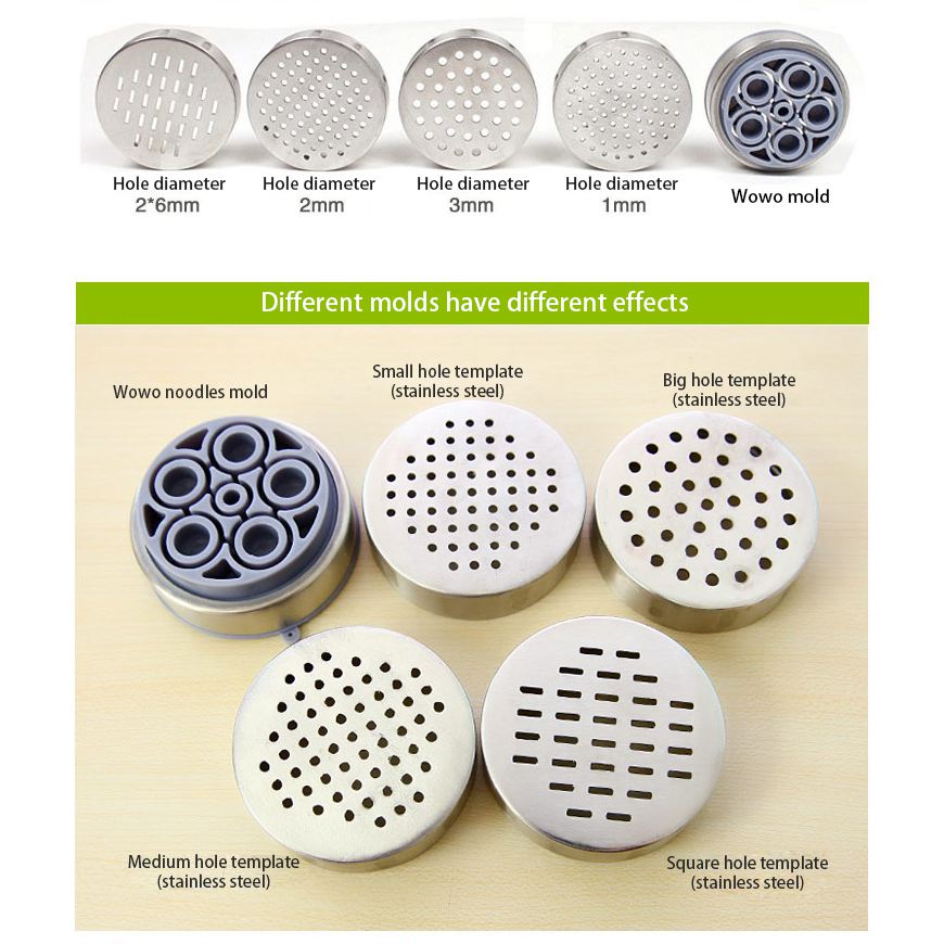 Stainless Steel Manual Noodles Press Machine Pasta Maker with 5 Noodle Mould