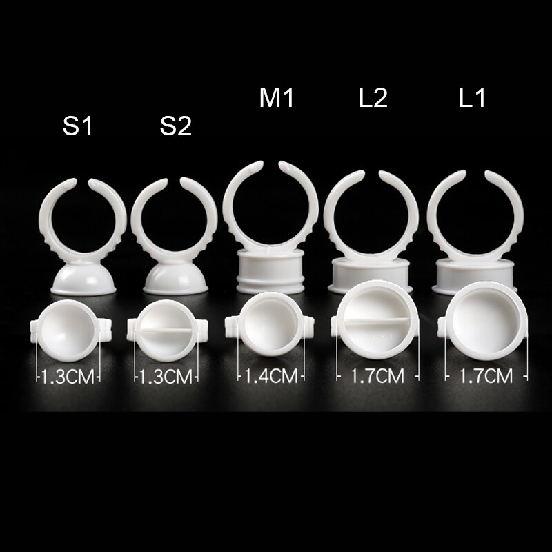 Anillo de pegamento desechable para pestañas, soporte para Paleta de extensión de pestañas, anillos de pegamento, herramientas de maquillaje para pestañas, 100 unids/bolsa