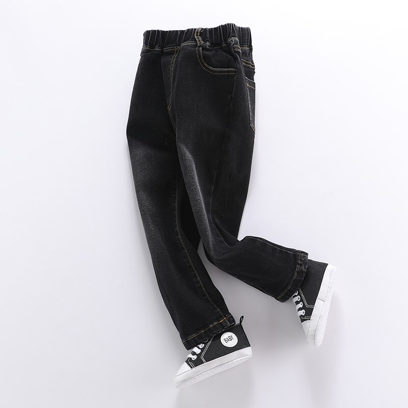 Autumn 2022 outdoor jeans elastic waist solid color slim breathable mid waist pants children's jeans