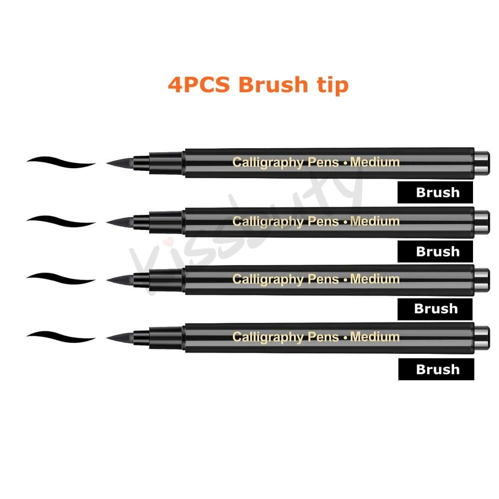 4/6 Stks/set Kalligrafie Pen Brush Pennen Hand Belettering Pennen Extra Fijne Borstel Art Marker Schrijven Tekening Schoolbenodigdheden briefpapier: Brush set-4pcs