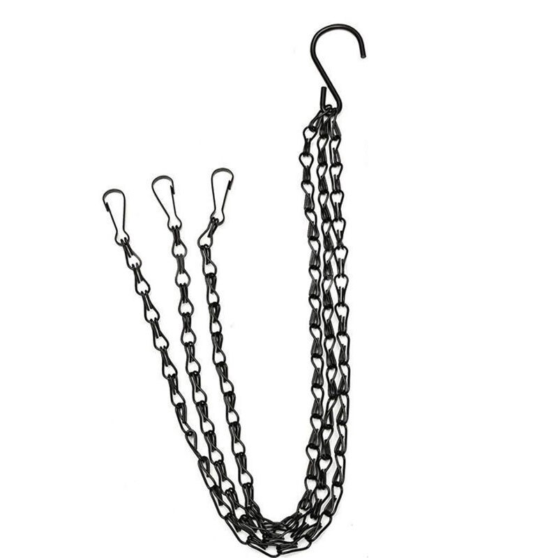 Black Flower Plant Pot Basket Holder Hanging Chain with S-shape Hooks For Home Garden Tools: Default Title